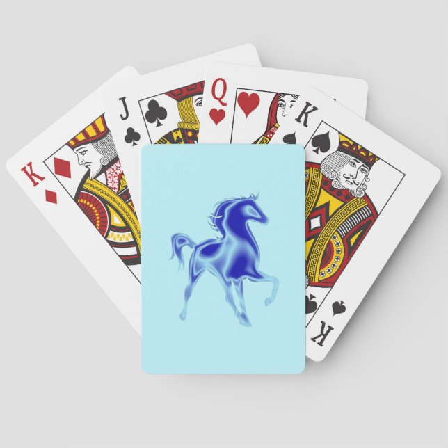 Jeu De Cartes Cartes de Jeu Bleues Cheval - Couleurs Personnalis (dos)