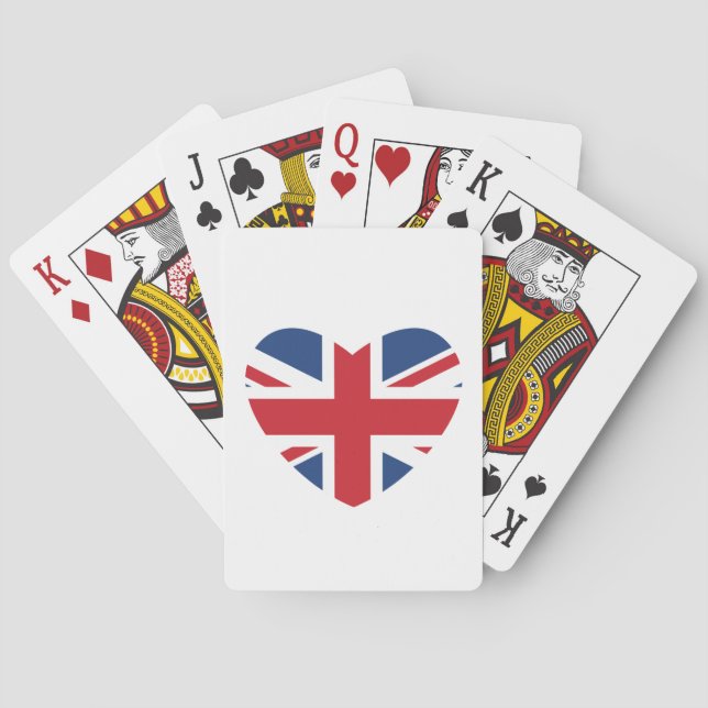 Jeu De Cartes Cartes de jeu britanniques de coeur - drapeau (dos)