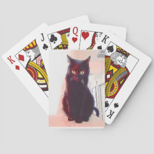 Jeu De Cartes Cartes de jeu curieuses de chat noir
