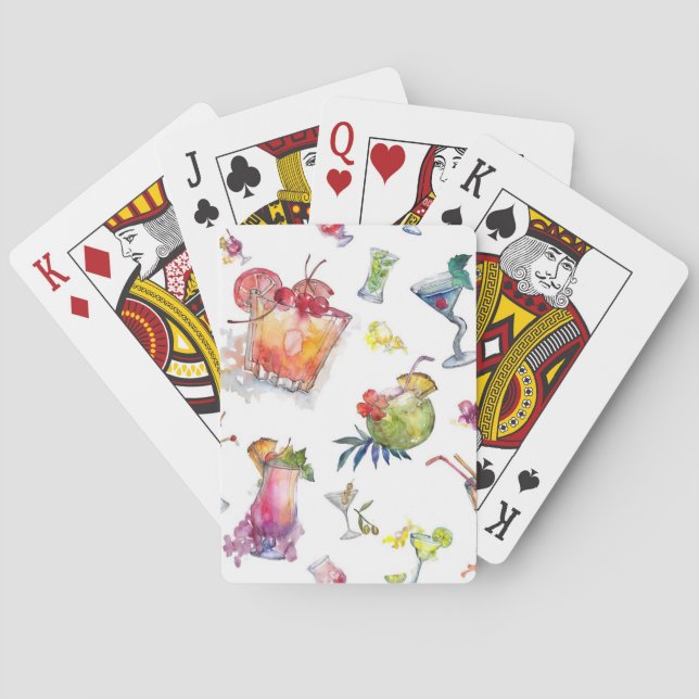 Jeu De Cartes Cartes de jeu de boissons de cocktail d'aquarelle (dos)