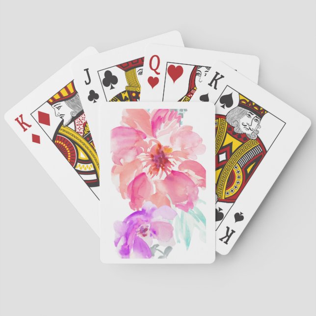 Jeu De Cartes Cartes de jeu de fleur d'aquarelle (dos)