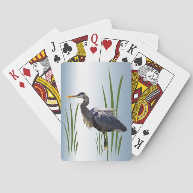 Jeu De Cartes Cartes de jeu d'oiseau de héron de grand bleu (dos)