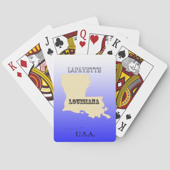 Jeu De Cartes Cartes de jeu - Louisiana State Map avec la ville (dos)