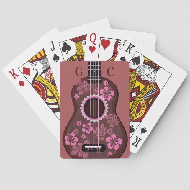 Jeu De Cartes Cartes de jeu monographique Ukulele personnalisées (dos)