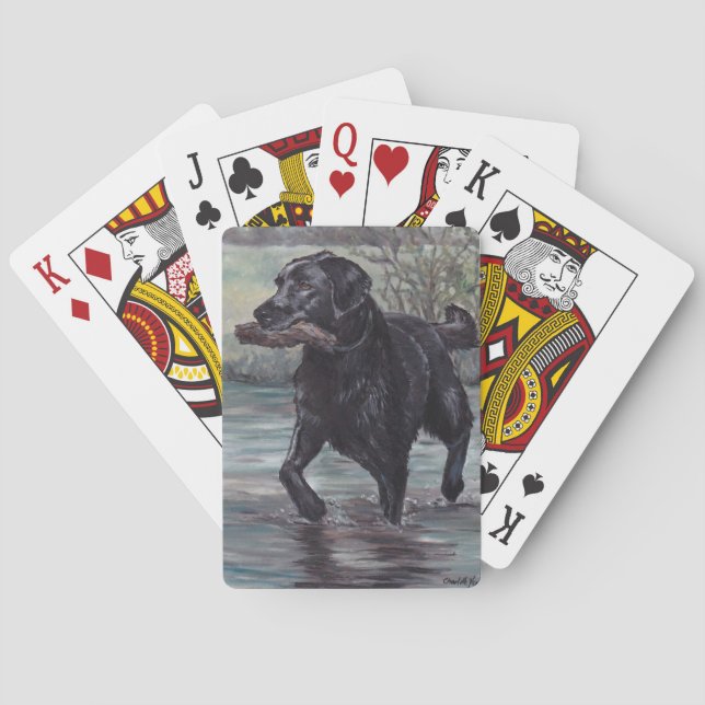 Jeu De Cartes Cartes de jeu noires d'art de chien de labrador (dos)