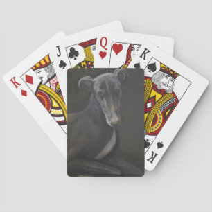 Jeu De Cartes Cartes de jeu noires d'art de chien de lévrier