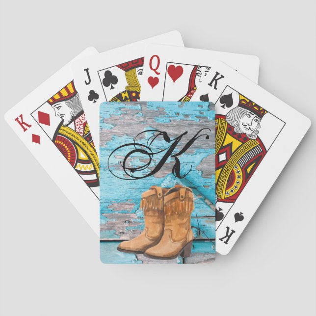 Jeu De Cartes Cartes de jeu personnalisées Bleu Bois Grange Port (dos)