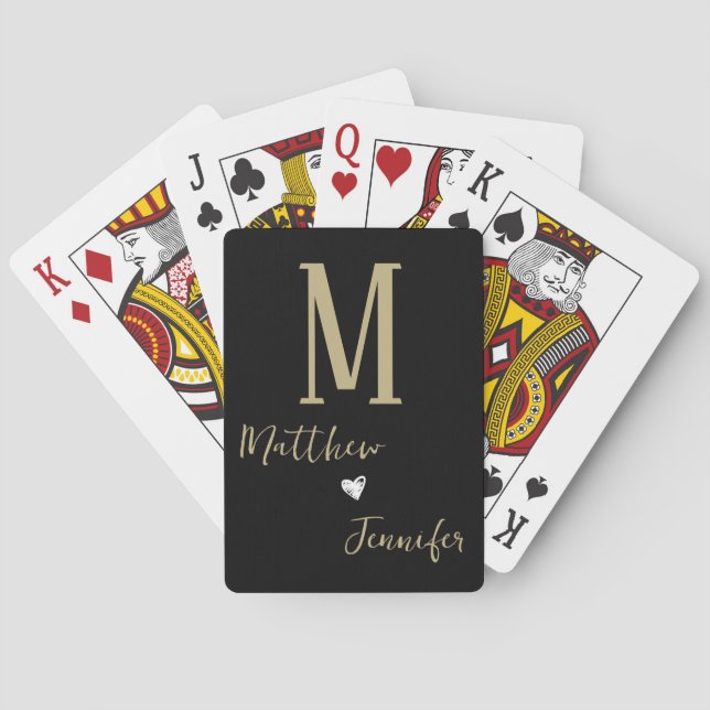 Jeu De Cartes Cartes de jeu personnalisées Monogram Couple (dos)