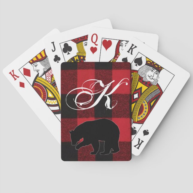 Jeu De Cartes Cartes de jeu personnalisées Red Buffalo Plaid Bea (dos)