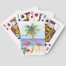 Cartes de jeu tropicales de Flamant rose