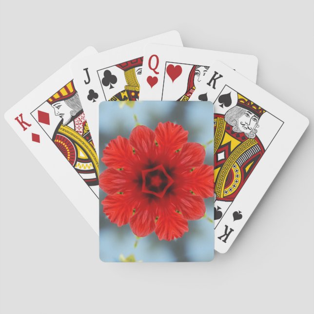 Jeu De Cartes Cartes de lecture à fleurs rouges (dos)