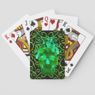 Jeu De Cartes Cartes de lecture du crâne à flamme verte