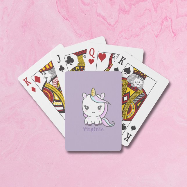 Jeu De Cartes Cartes de lecture mignonnes Unicorn violet (Cute Unicorn Purple Playing Cards)