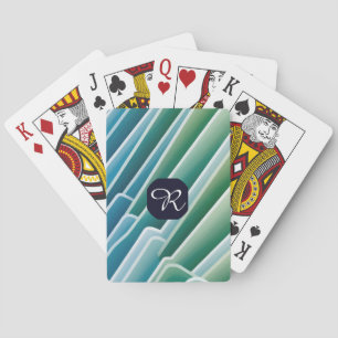 Jeu De Cartes Cartes de poker Abstrait Blue Green Monogramme per