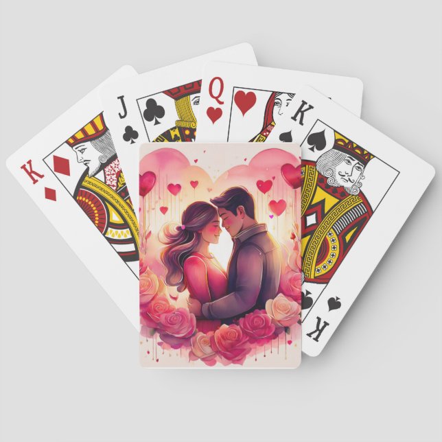 Jeu De Cartes Cartes de Poker Coeurs Romantiques (dos)