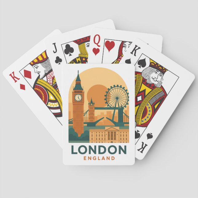 Jeu De Cartes Cartes de poker de voyage à Londres Angleterre Vin (dos)