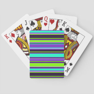 Jeu De Cartes Cartes de poker rayées violet gras, aqua et chartr