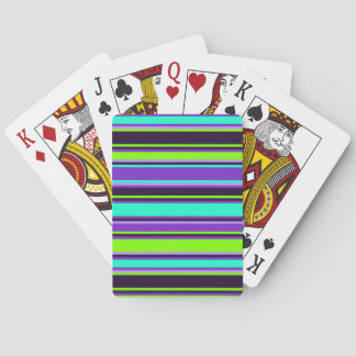 Jeu De Cartes Cartes de poker rayées violet gras, aqua et chartr