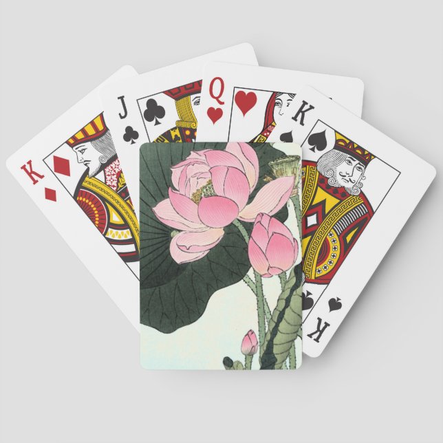 Jeu De Cartes Cartes de Poker vintage japonais Lotus Rose (dos)