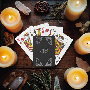 Jeu De Cartes Cartes de Tarot Monogramme Noir et Argent Élégante
