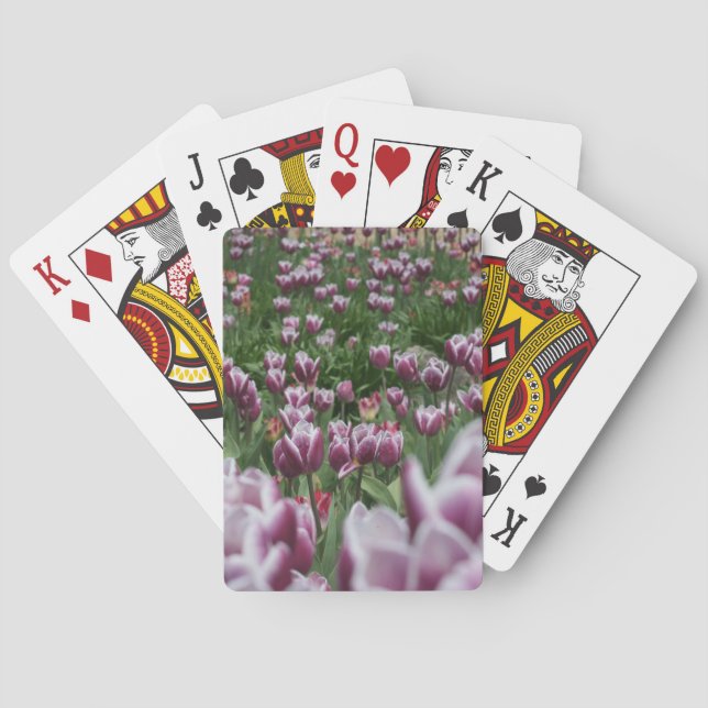 Jeu De Cartes Cartes de tulipes violettes et blanches (dos)