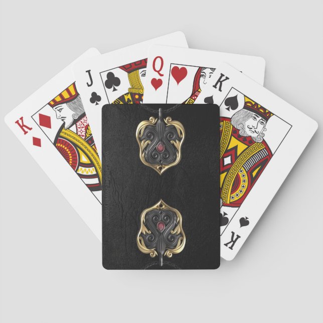 Jeu De Cartes Cartes de vélo en cuir noir et harpe du diable ! (dos)