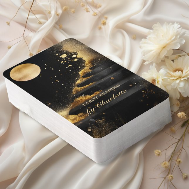 Jeu De Cartes Cartes Tarot personnalisées - Édition Black & Gold (Personalized Tarot Cards-Black & Gold Moon Edition with your name.)