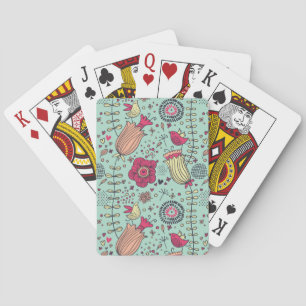Jeu De Cartes Cartographie à motifs floraux avec oiseaux