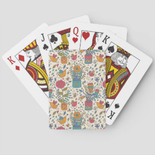 Jeu De Cartes Cartographie à motifs floraux avec oiseaux 2