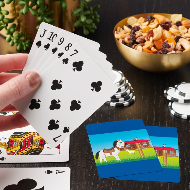 Jeu De Cartes Cartoon Farm Scène avec Cheval Chat et Chèvre (Créateur téléchargé)