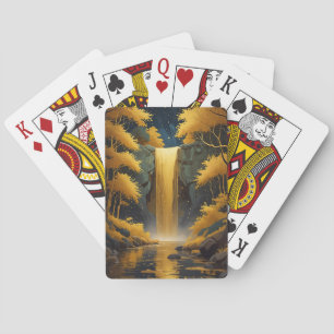 Jeu De Cartes Cascade doré dans le bois scintillant