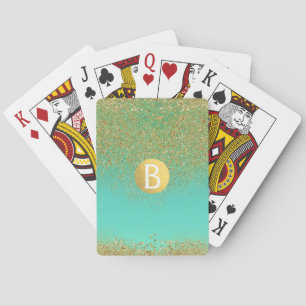 Jeu De Cartes Cascady Gold Parties scintillant & Turquoise Aqua 