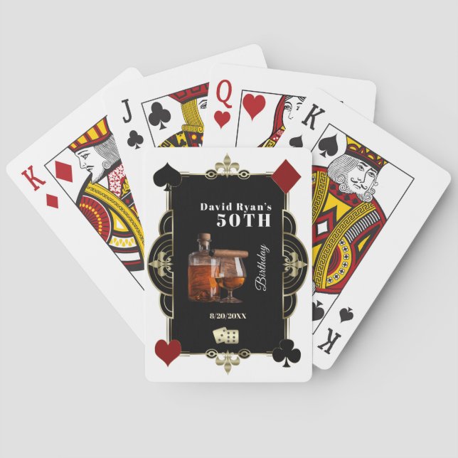 Jeu De Cartes Casino Vegas Cognac And Cigar Man 50th Birthday  (dos)