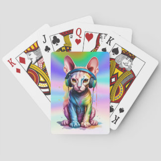 Jeu De Cartes Casque arc-en-ciel Sphynx Cat