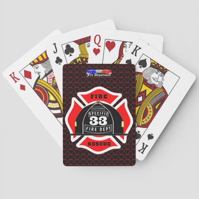 Jeu De Cartes Casque de service d'incendie personnalisé côté vil (dos)
