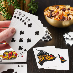 Jeu De Cartes Casque et barbe de la tête de guerrier viking Fier