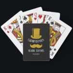 Jeu De Cartes Casquette d'or noir Mustache Gentleman Groomsmen C<br><div class="desc">Célébrez votre journée spéciale avec cette magnifique carte de jeu moderne inspirée de l'époque, les cadeaux Groomsmen, le mélange parfait de l'élégance classique et de l'atmosphère contemporaine. Ces cartes de jeu méticuleusement conçues sont plus qu'un simple jeu de cartes ; elles sont un cadeau customisé et personnalisé qui ajoute une...</div>