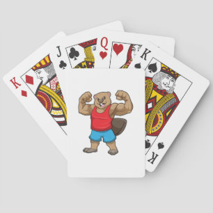 Jeu De Cartes Castor en Bodybuilder avec gros bras