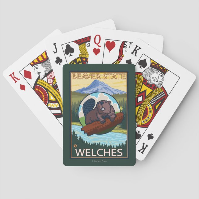 Jeu De Cartes Castor et capot de Mt. - Welches, Orégon (dos)