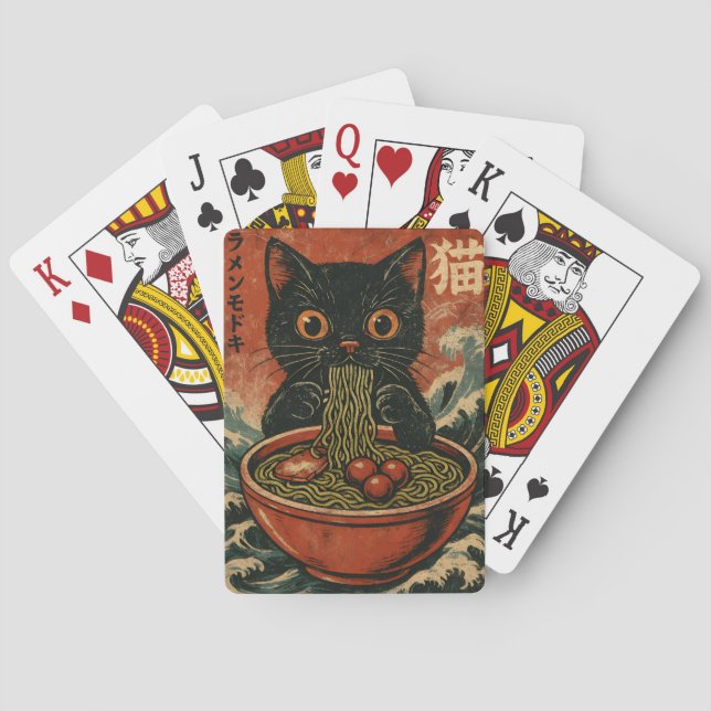 Jeu De Cartes Cat Ramen Japonais drôle Graphisme Kawaii Cat Anim (dos)