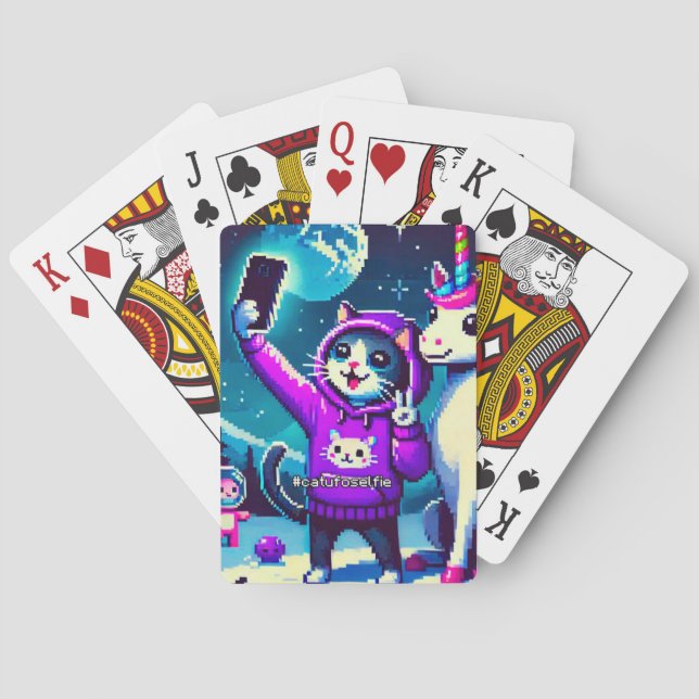 Jeu De Cartes Cat & Unicorn OVNI Selfie : Big Meeting Poker Card (dos)