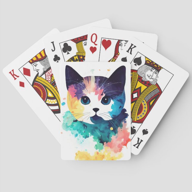 Jeu De Cartes Cat Wild Nature Animal Couleur Art Peinture (dos)