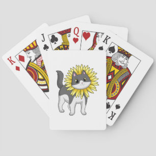 Jeu De Cartes Cat with sunflower