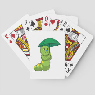 Jeu De Cartes Caterpillar à la pluie avec parapluie