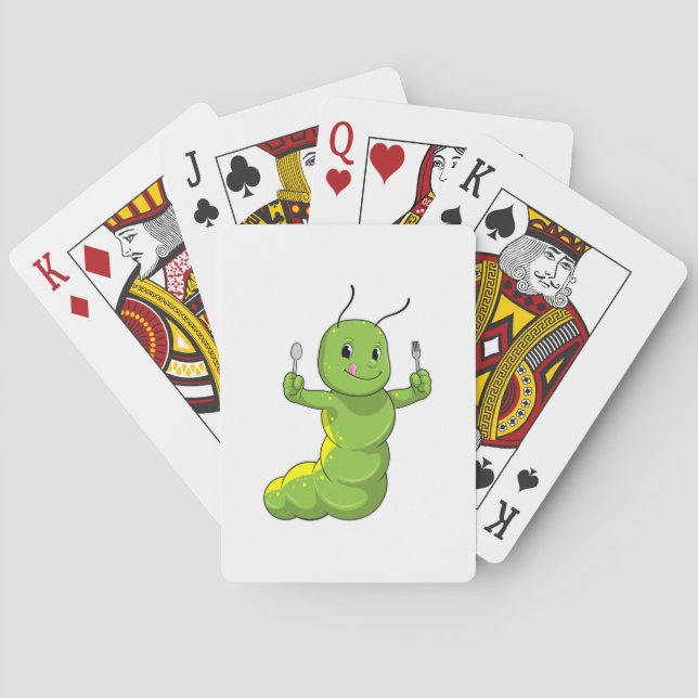 Jeu De Cartes Caterpillar avec cuillère et fourche (dos)