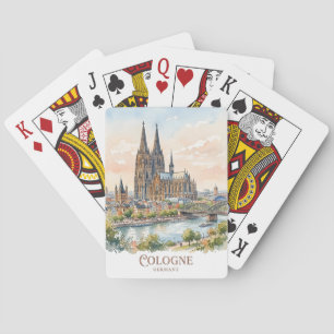 Jeu De Cartes Cathédrale de Cologne Allemagne Aquarelle Ciel de