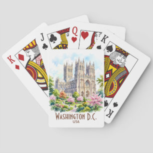 Jeu De Cartes Cathédrale de Washington Aquarelle Religieuse Pers