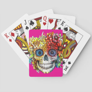 Jeu De Cartes Catrina Jour des Morts Calavera avec Fleurs