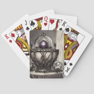 Jeu De Cartes Cauldron argenté orné avec balle en cristal violet