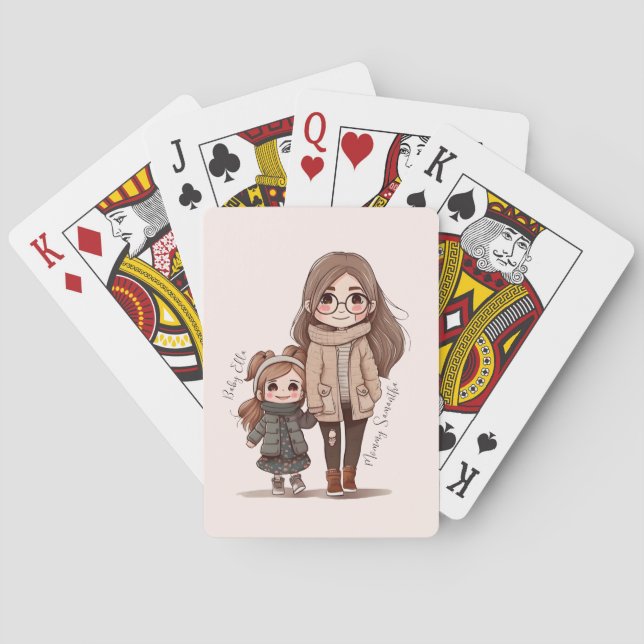 Jeu De Cartes Caution adorable mère et fille (5) (dos)